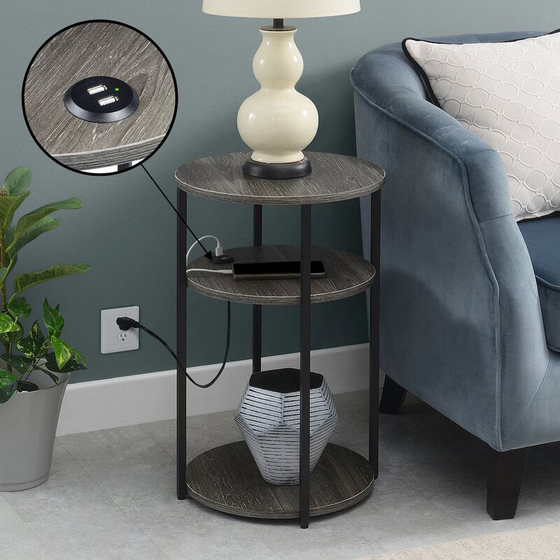 Designs2Go Simon 3 Tier End Table with USB Ports