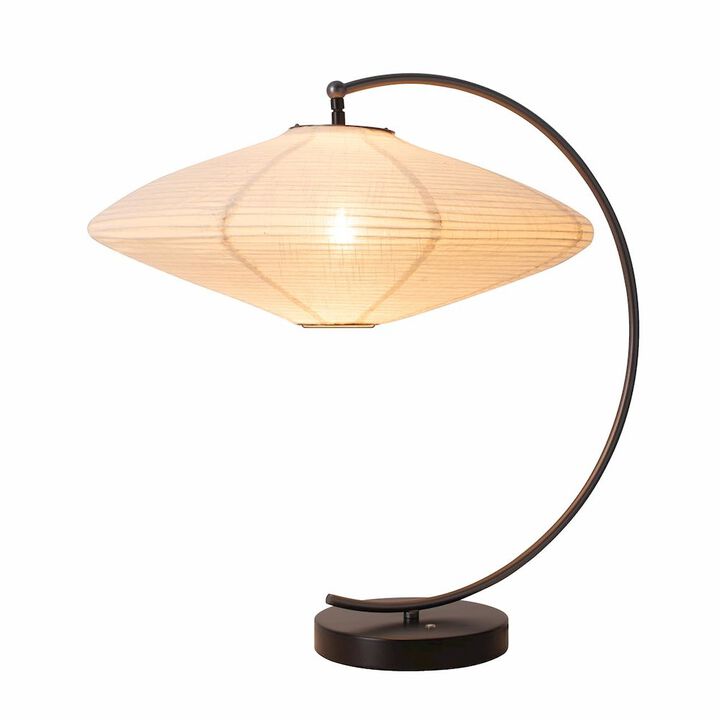NOVA OF CALIFORNIA Roswell Table Lamp - Matte Black & Gunmetal Finish, White Linen Shade