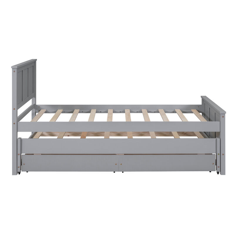 Twin Size Platform Bed with Trundle and Drawers