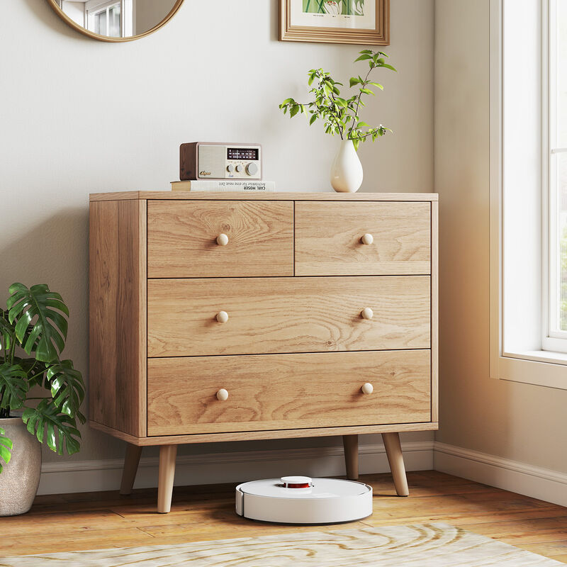 Wide 4-Drawer Wooden Storage Dresser for Bedroom Living Room image number 7