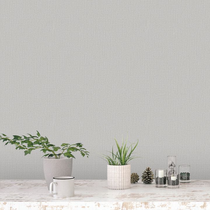 Bazaar Hop Sack Silver Grey Wallpaper G78304