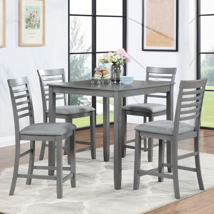 Cagka 5‑Piece Counter Height Square Wood Dining Set
