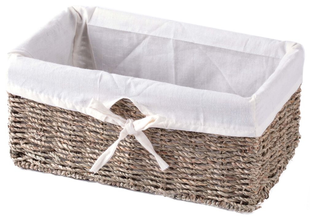 Seagrass Shelf Basket Lined with White Lining