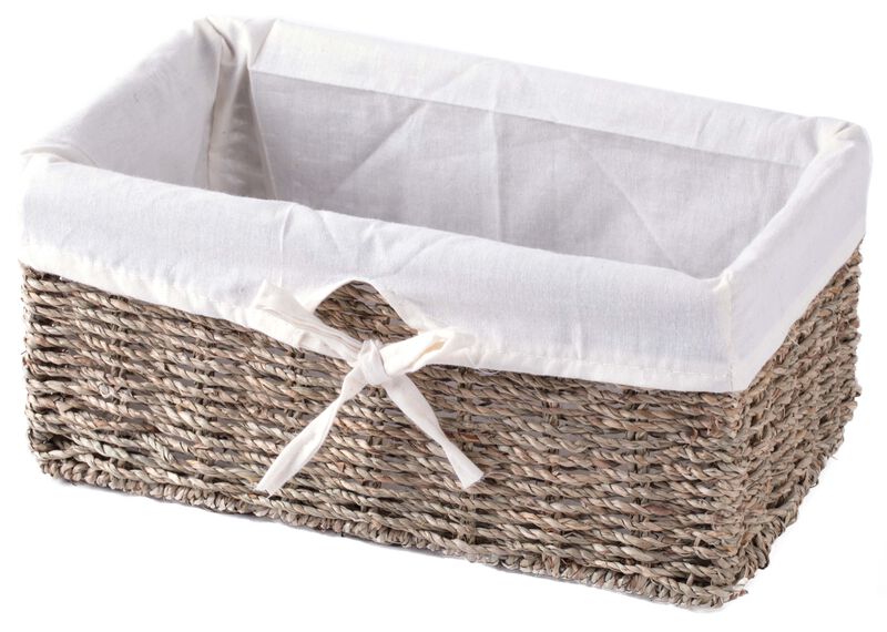 Seagrass Shelf Basket Lined with White Lining