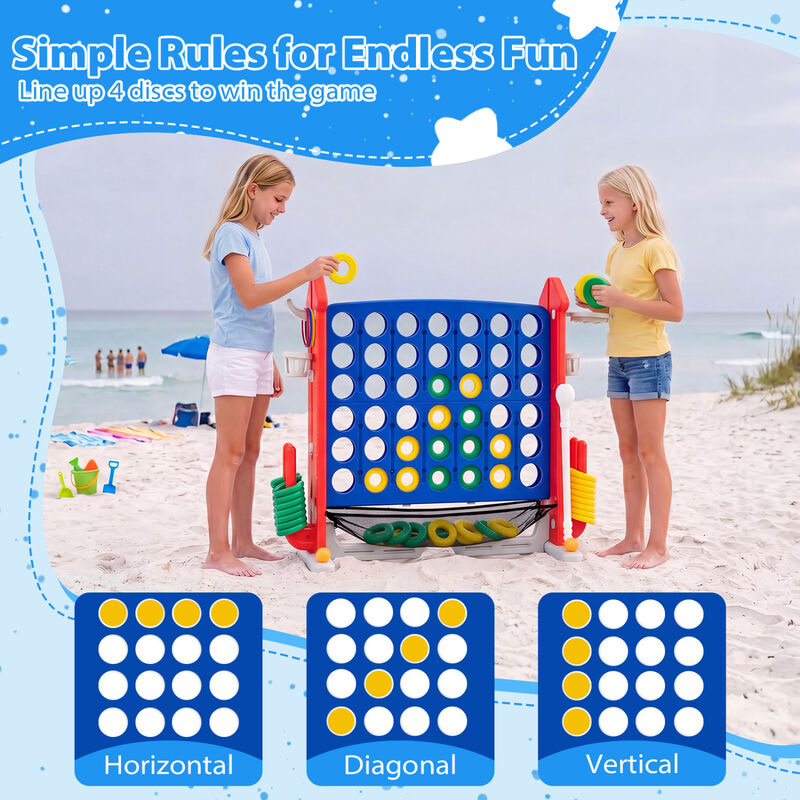 Portable 4 in 1 Row Connect Game with Mesh Net and Adjustable Height image number 4