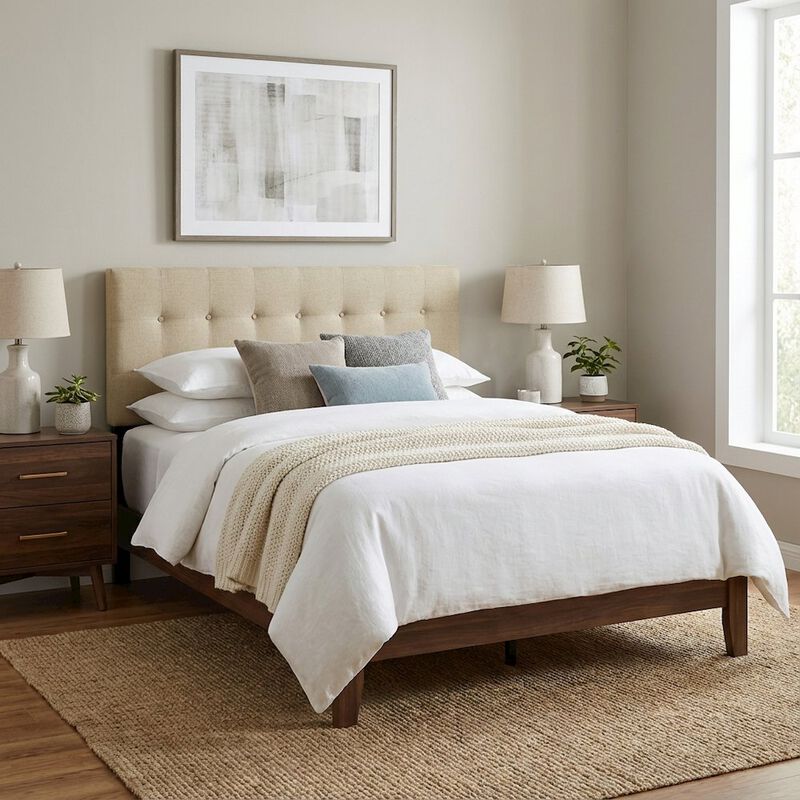 Upholstered Full Headboard, Soft Fabric, Durable Frame for Comfortable Support image number 3