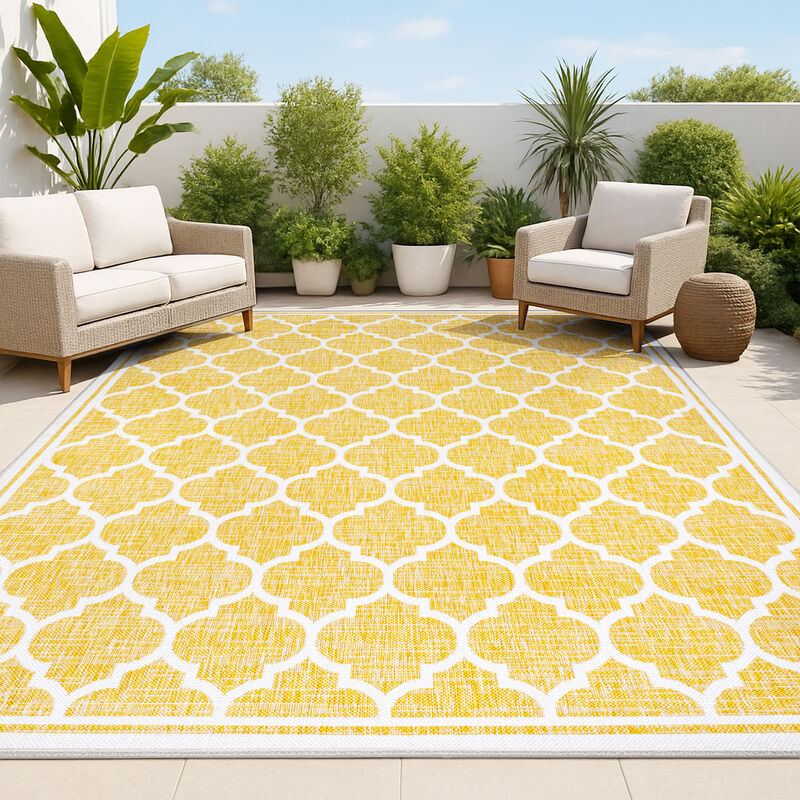 Trebol Moroccan Trellis Textured Weave Indoor/Outdoor Area Rug