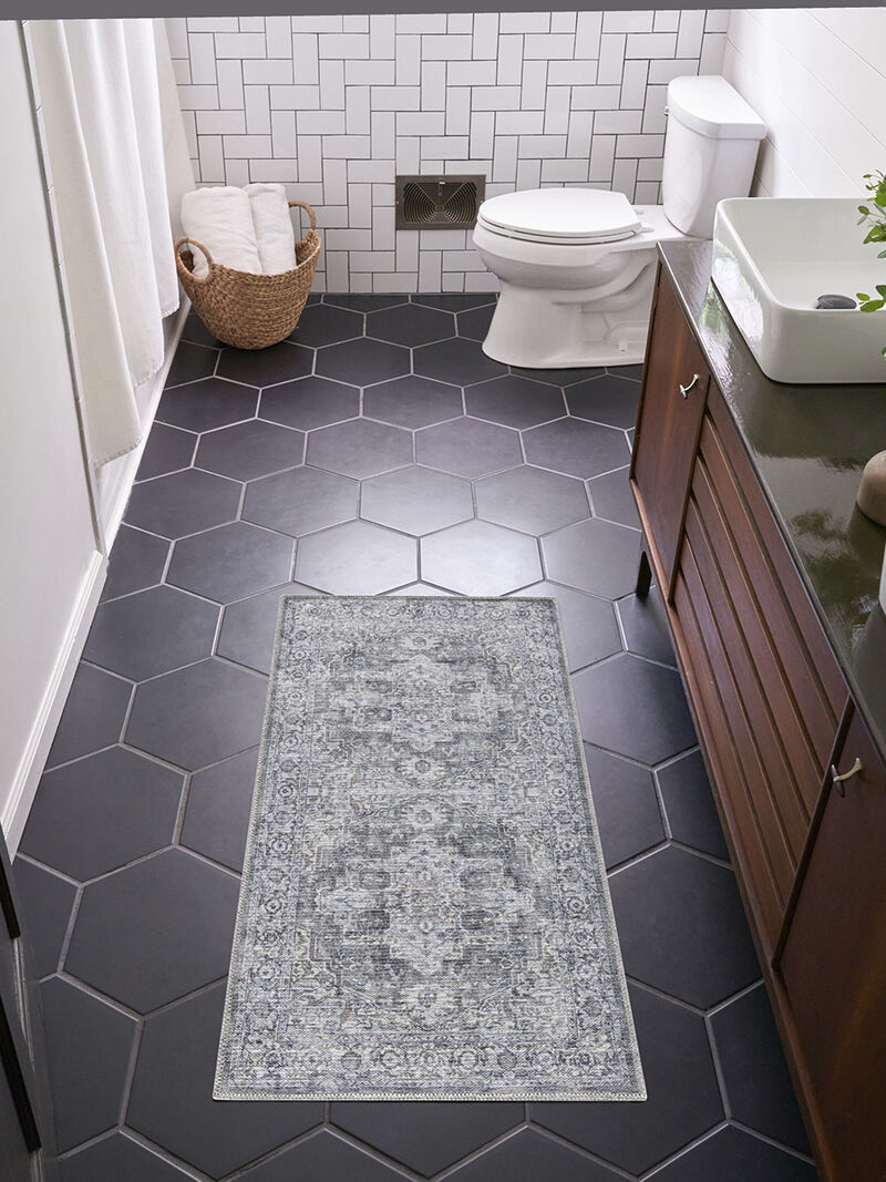 Machine Washable Series 1 SR101 Ivory/Gray 3' x 5' Rug