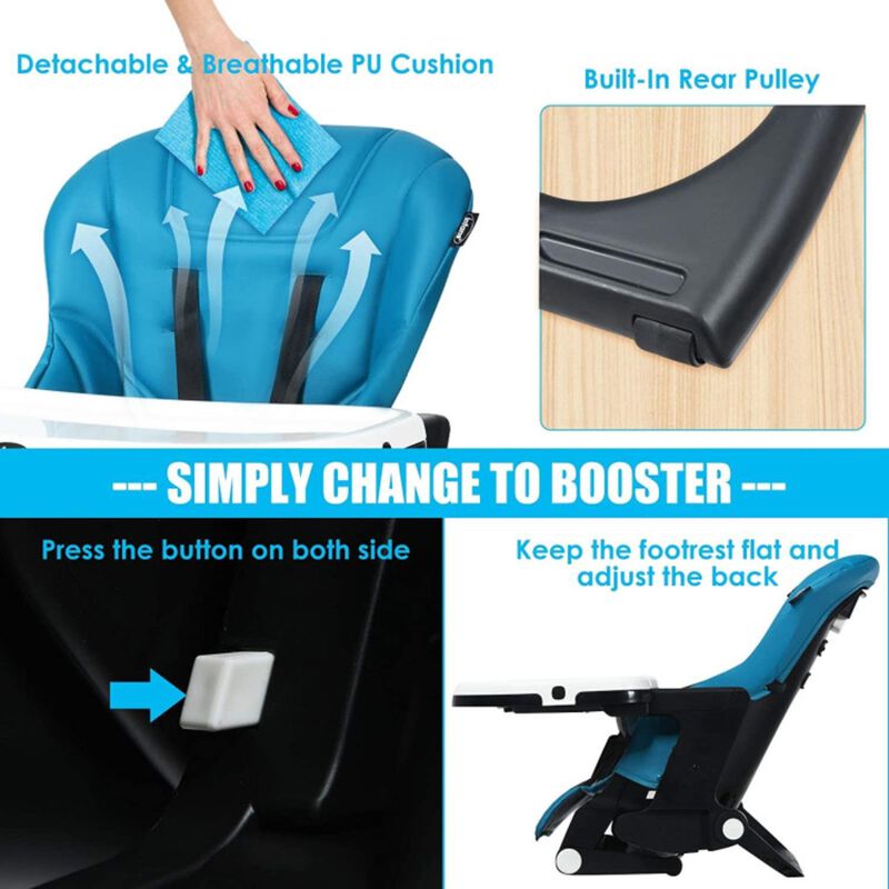 Hivvago 4-in-1 High Chair Booster Seat with Adjustable Height and Recline