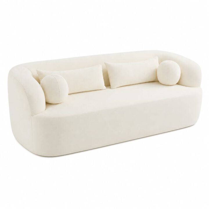 86" Curved Cloud Couch Chenille Upholstered 3-Seater Boneless Sofa