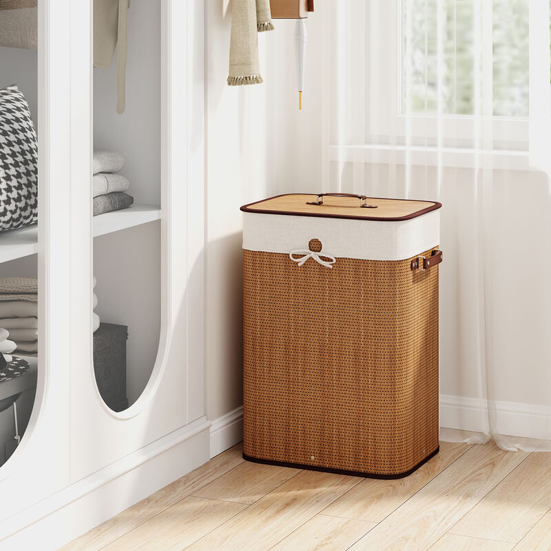 Wicker Laundry Hamper Rectangle with Handles and Lid