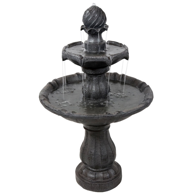 Sunnydaze Resin Outdoor 2-Tier Solar Water Fountain with Battery