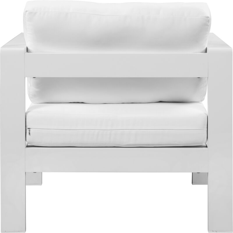 Meridian Furniture Nizuc White Water Resistant Fabric Outdoor Patio Aluminum Arm Chair image number 2