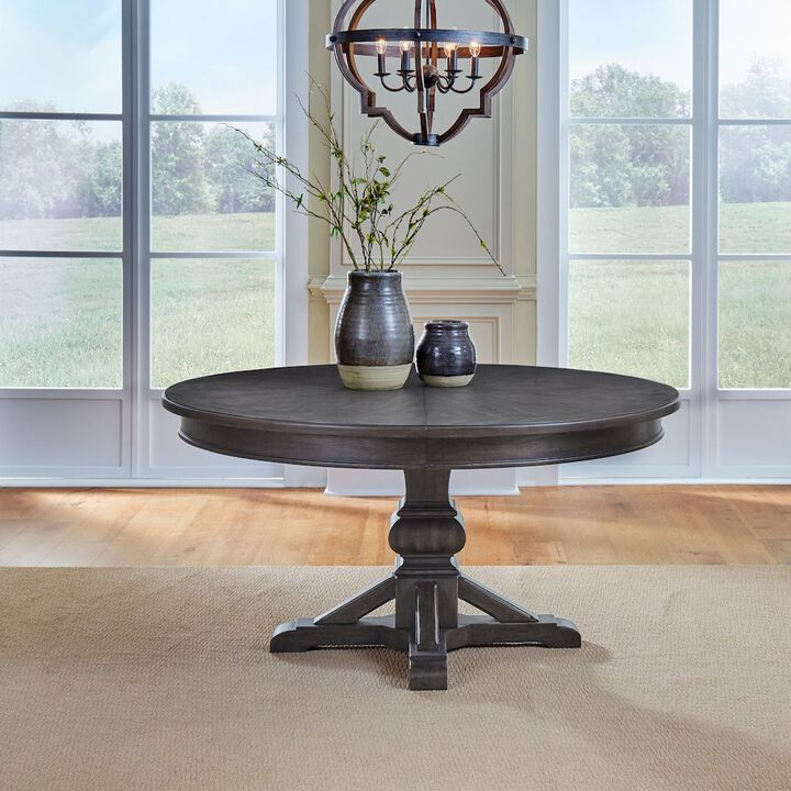 Liberty Furniture Pedestal Table Set in Rubberwood Solids & Split Heart White Oak Veneers
