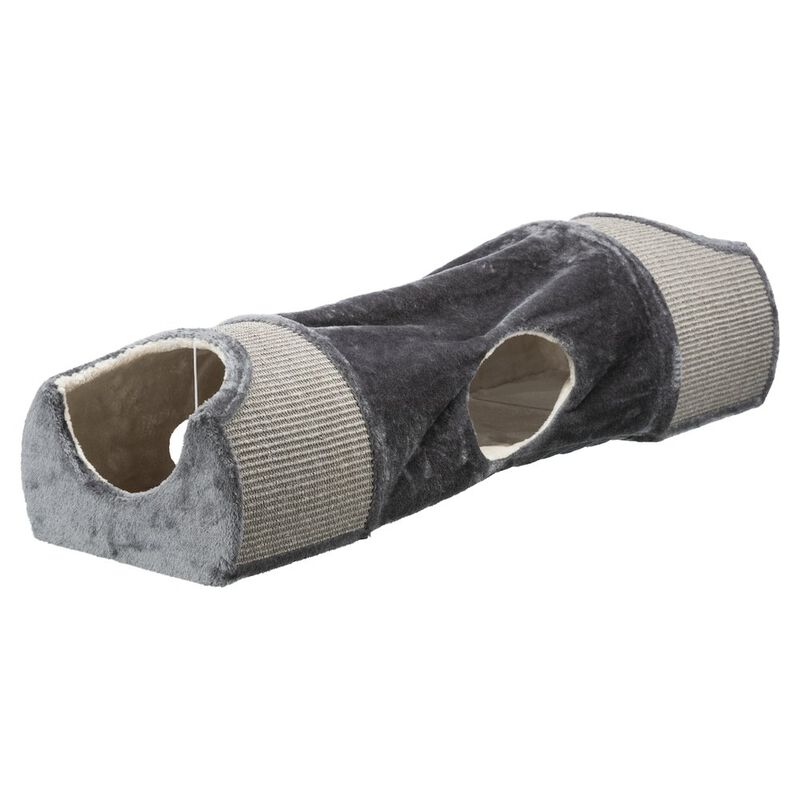 TRIXIE Sisal & Plush 1-Level Cat Condos with Scratching Surface, Tunnel & Cat Toy image number 0