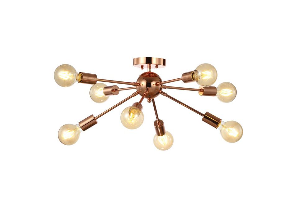 Copper 30.5" 8-Light Sputnik Metal LED Flush-Mount, Copper