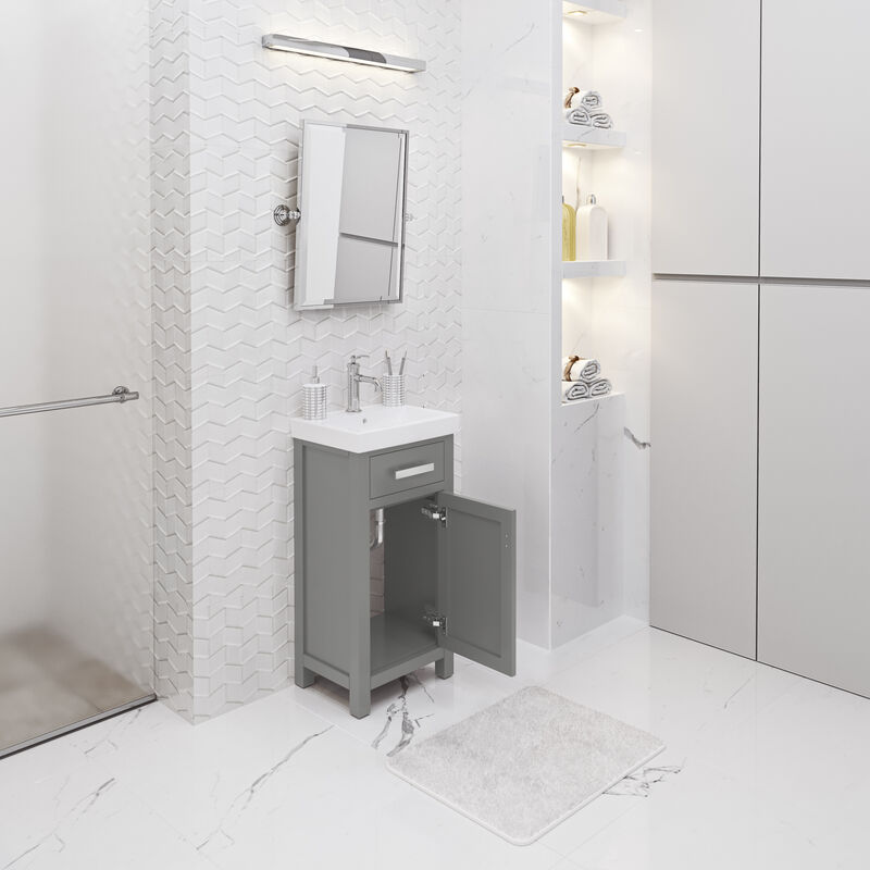 Mia 18 In. Integrated Ceramic Sink Top Bath Vanity in Cashmere Grey