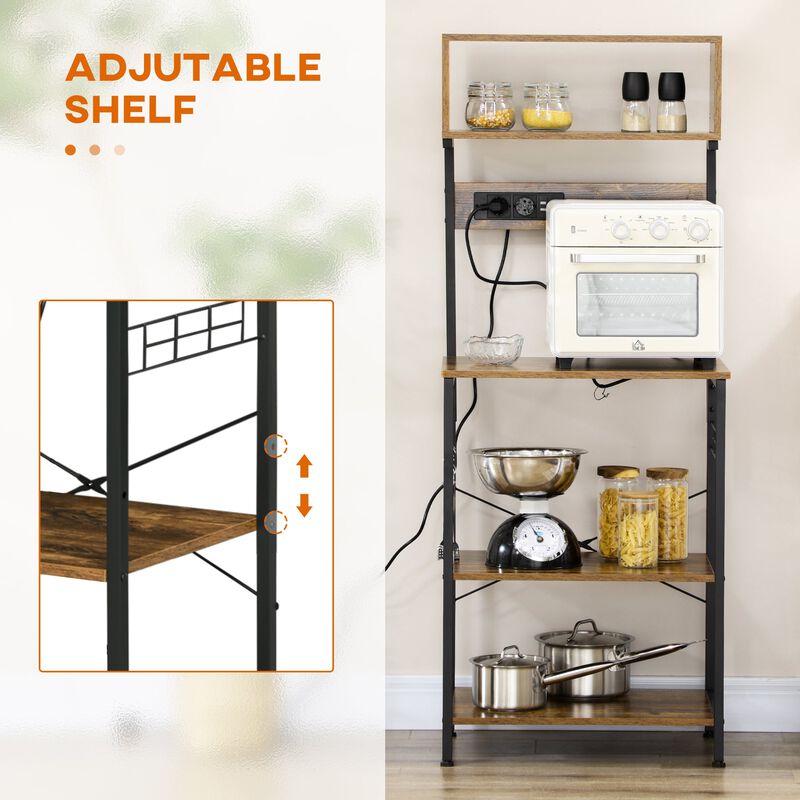 Versatile Kitchen Organizer: Baker's Rack with Power Outlet & USB