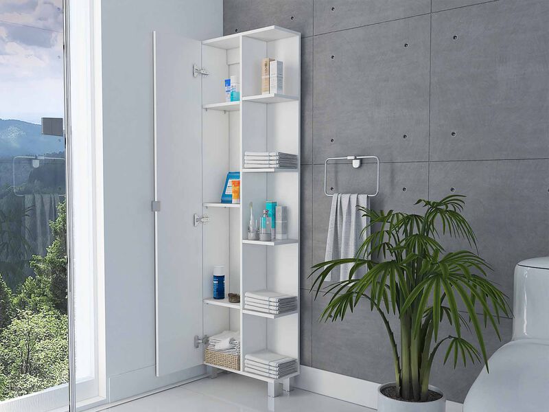 Streamdale Portland 5-Shelf Linen Cabinet With Mirror White