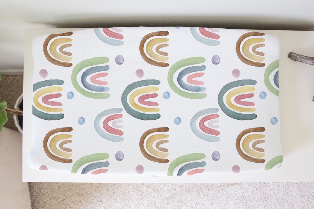 Baby Changing Pad Cover - Blue Rainbow