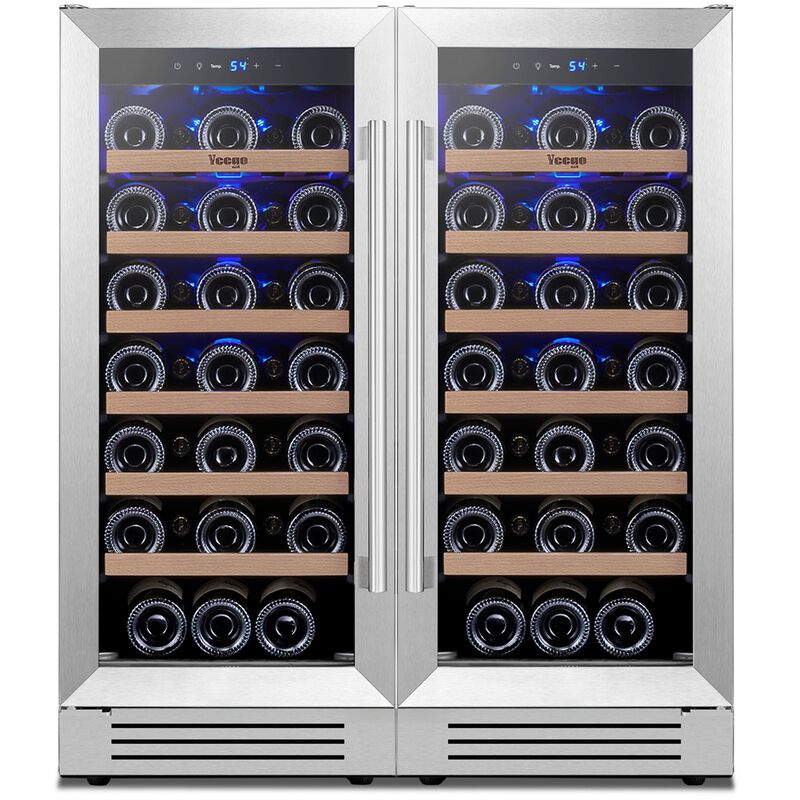 15 inch Wine Cooler Refrigerator with 33-Bottle, Built-In/Freestanding for Home Bar, Stainless Steel &ndash; 2 Units Combo image number 0