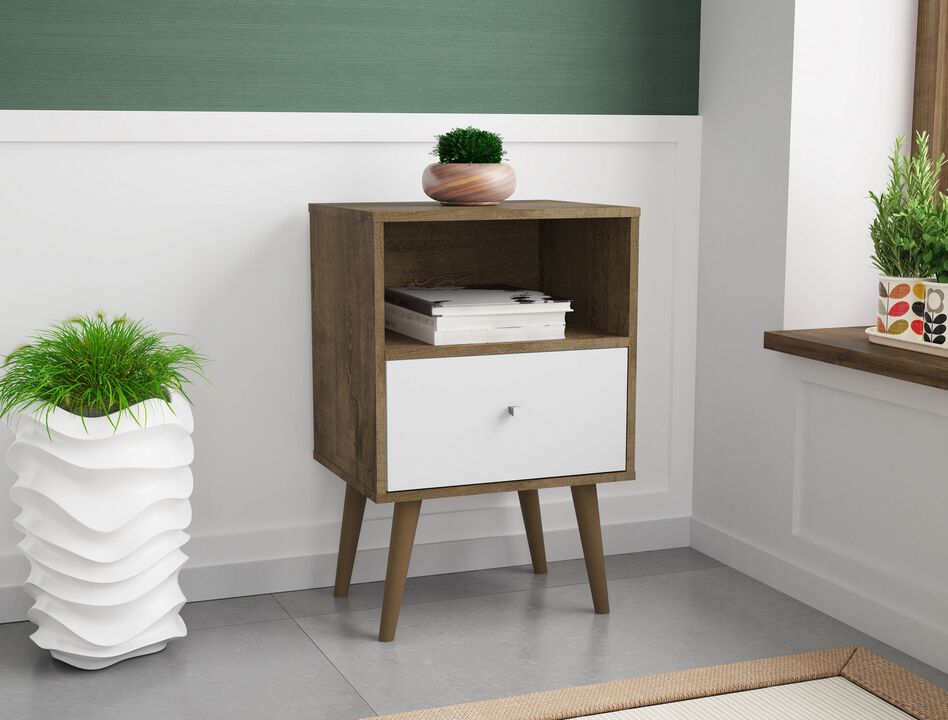 Liberty 1.0 Nightstand in Brown and White