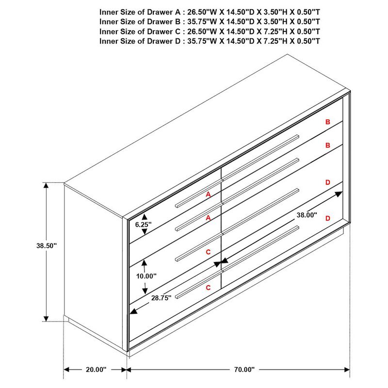 Coaster Co. of America Durango 8-drawer Dresser Smoked Peppercorn image number 1