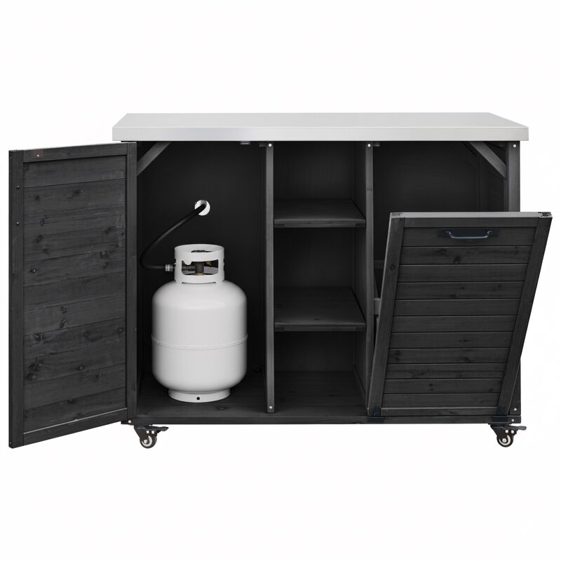 78.3" Outdoor Grill Island with Foldable Side Table image number 7