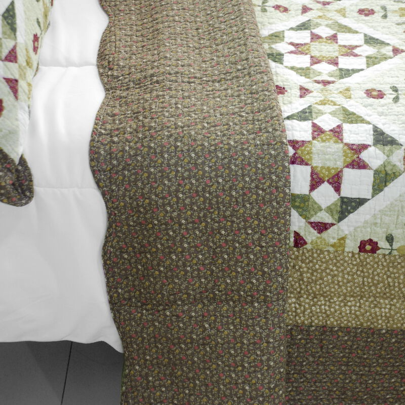Queen Size Cotton 3-Piece Vermicelli Quilted Printed Quilt Set with Shams image number 3