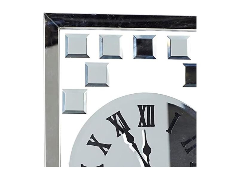 Deco Glass Beveled Mirrored Silver Wall Clock 13 Inch Home Decor image number 3