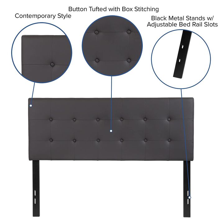 Flash Furniture Lennox Tufted Upholstered Full Size Headboard in Gray Vinyl