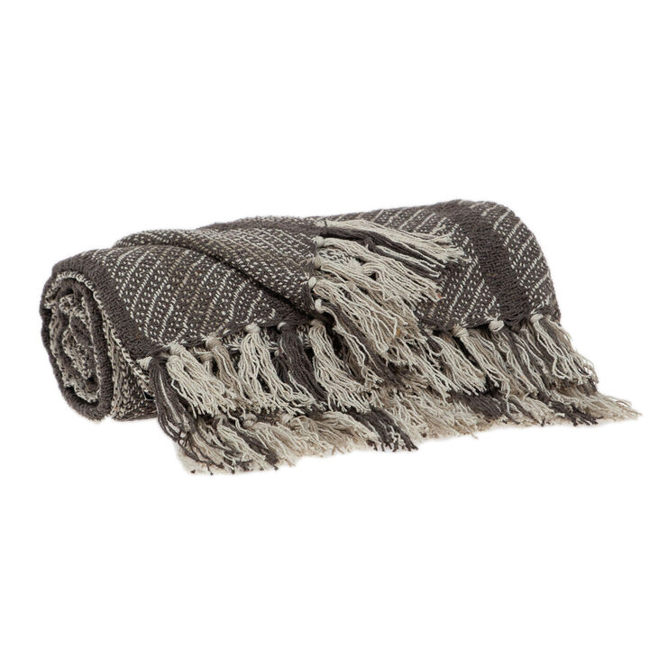 HomeRoots Brown and Taupe Striped Woven Handloom Throw