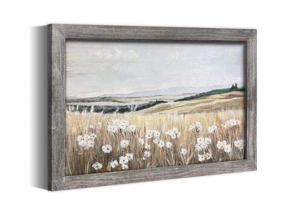 Natural Floral Painting Wall Art Landscape Canvas Framed Decor for Living Room
