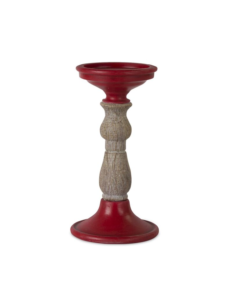 HomeRoots Set of Three Red And Natural Ornate Resin Tabletop Pillar Candle Holders image number 4