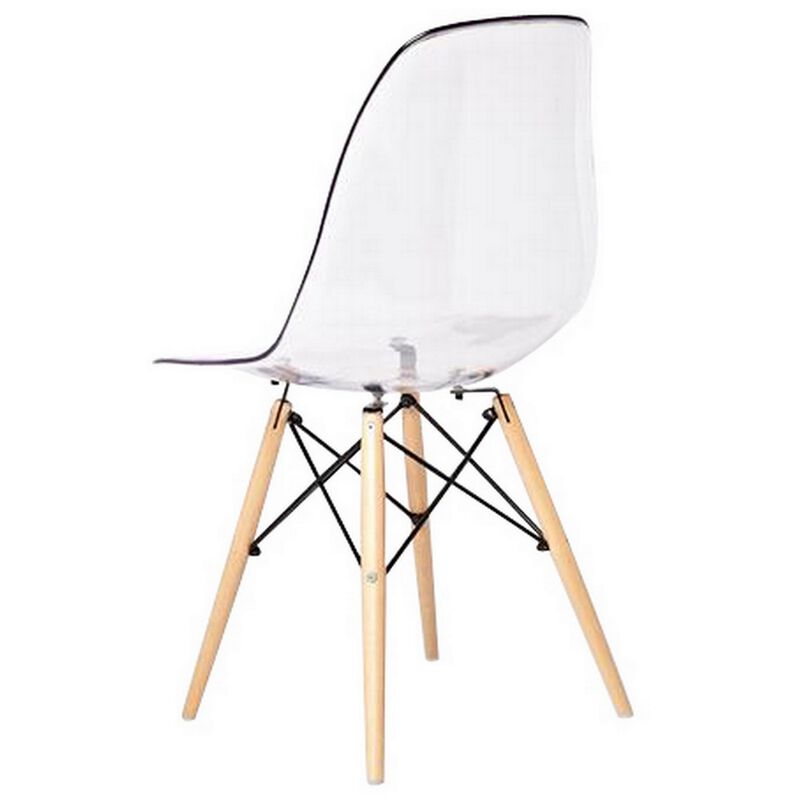 Louie 21 Inch Modern Side Chair, Wood Finished Legs, Translucent Seating-Benzara