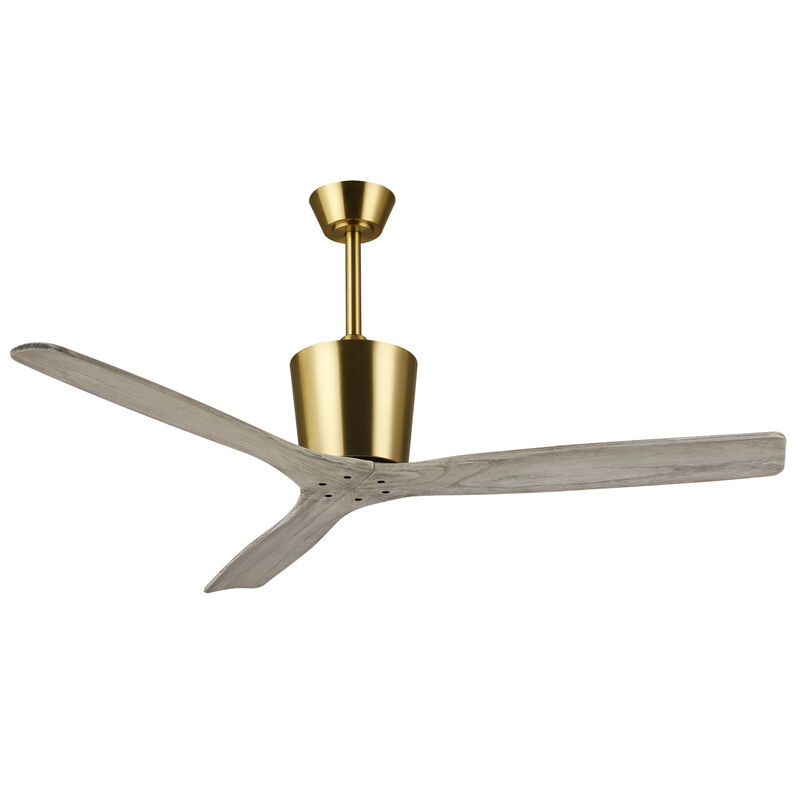 54 in. Gold Solid Wood Blades Downrod Mount Ceiling Fan with Remote without Light