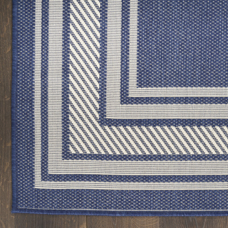 HomeRoots 6' X 9' Navy Blue And Ivory Geometric Indoor Outdoor Area Rug image number 5