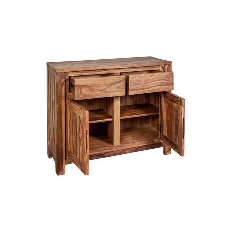 Porter Designs Urban Solid Sheesham Wood 2 Drawer Sideboard, Natural