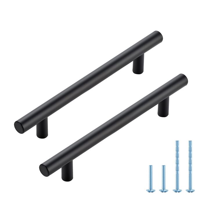 JOY DECOR 10 Pack 7.38 Inch Cabinet Pulls with 5 Inch Hole Center Stainless Steel Kitchen Cabinet Handles Matte Black Drawer Pul