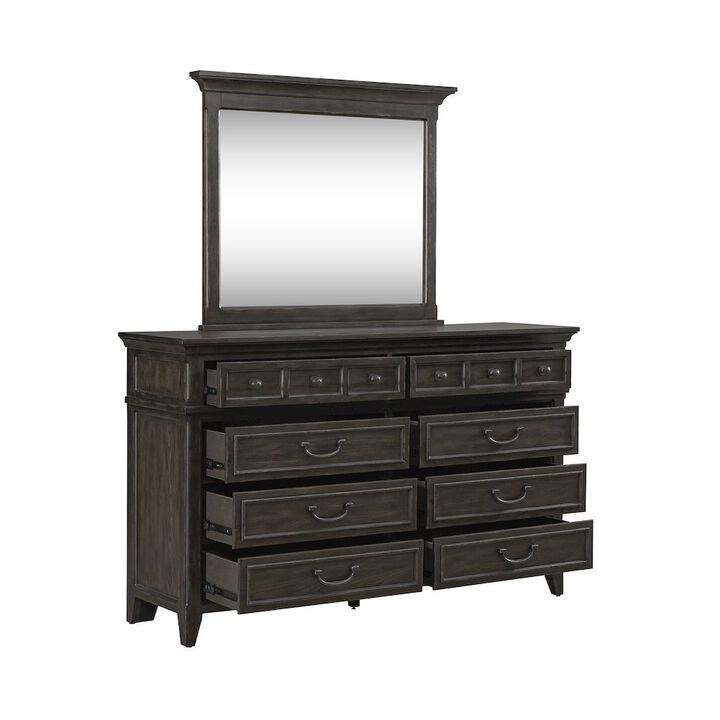 Liberty Furniture Dresser & Mirror in Rubberwood Solids & Split Heart White Oak Veneers