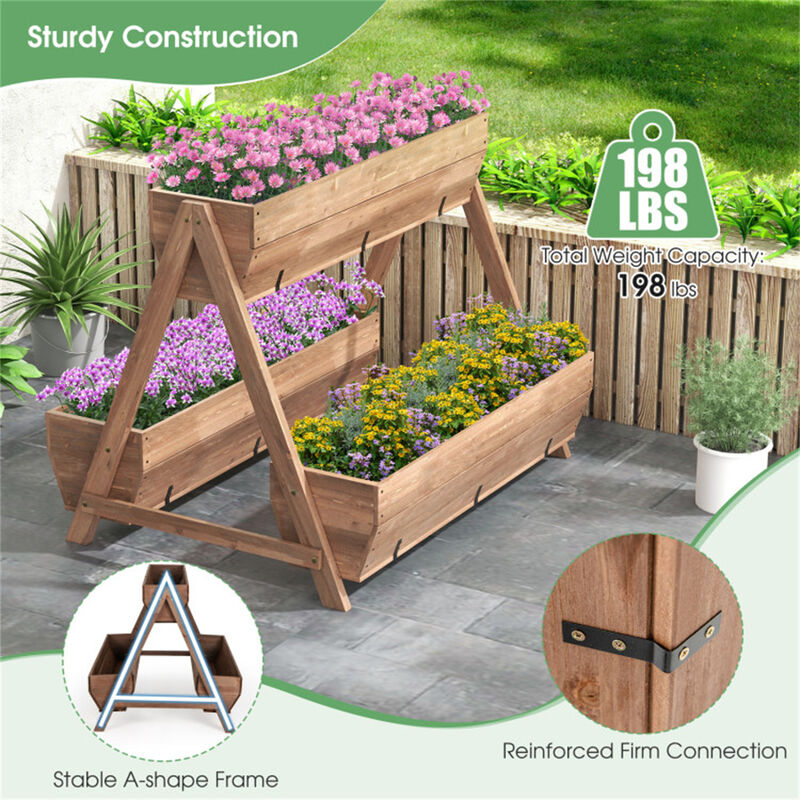 Wooden Elevated Planter Box, Raised Garden Bed for Backyard, Patio, and Balcony