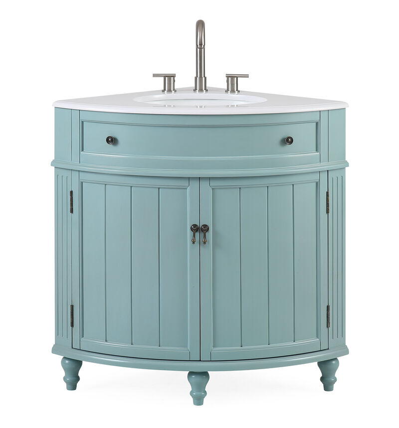 24 Inch Triadsville Freestanding Light Blue Corner Bathroom Sink Vanity image number 0