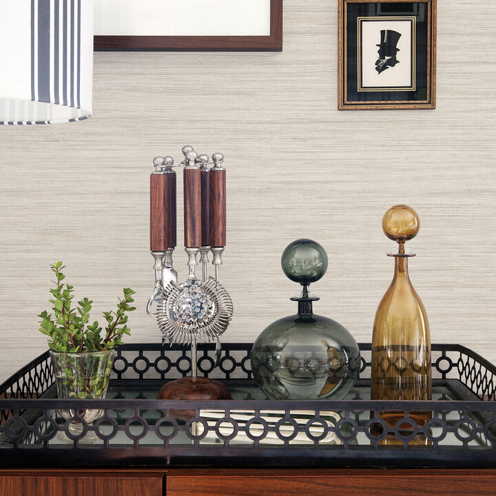 Barnaby Off White Faux Grasscloth Wallpaper