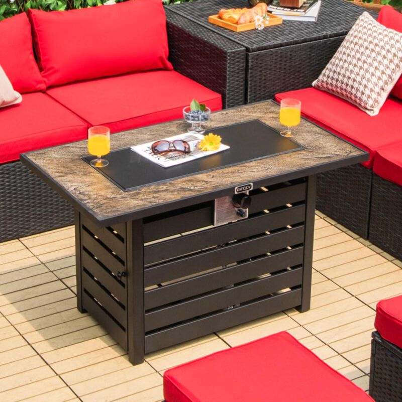 Hivvago 42 Inch 50000 BTU Propane Fire Pit Table with Ore Powder Surface