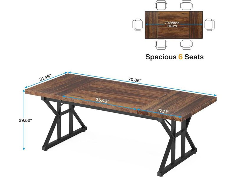 Executive Desk &ndash; 70.8" Brown/Black Office Workstation Table for Home Study & Business image number 2