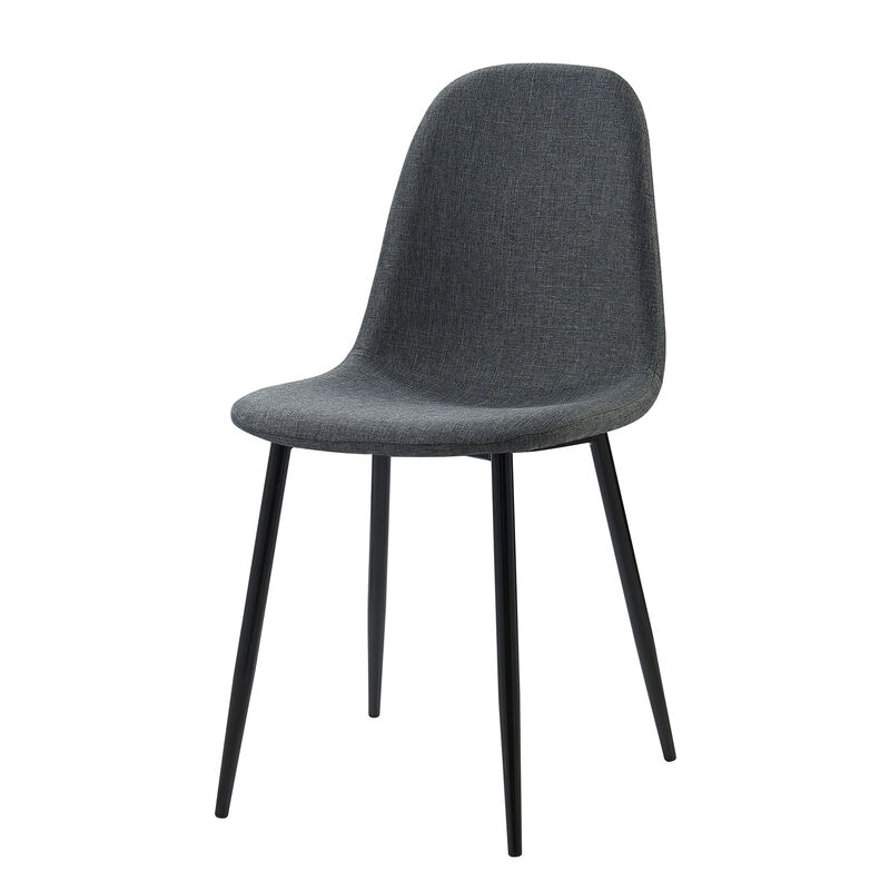 Minimalista Fabric Dining Chair with Black Metal Legs, Set of 2, Black/Gray image number 2