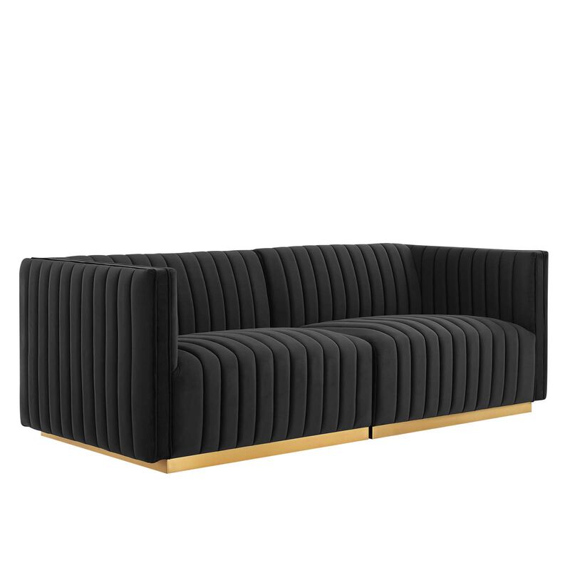Conjure Channel Tufted Performance Velvet Loveseat image number 2