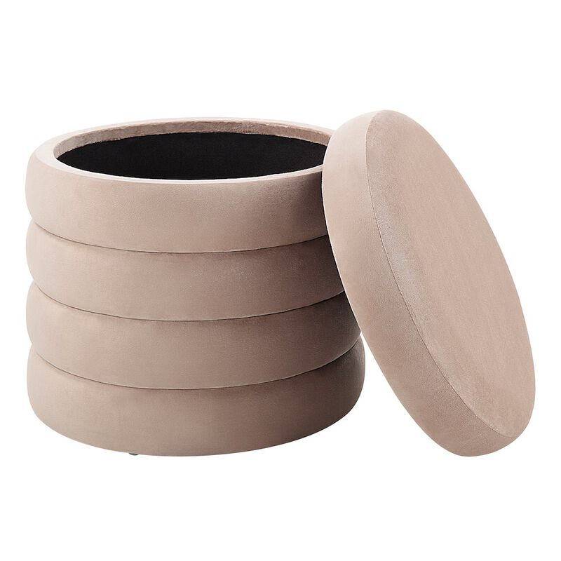 Renwil Lloyd Storage Ottoman In Cream Color