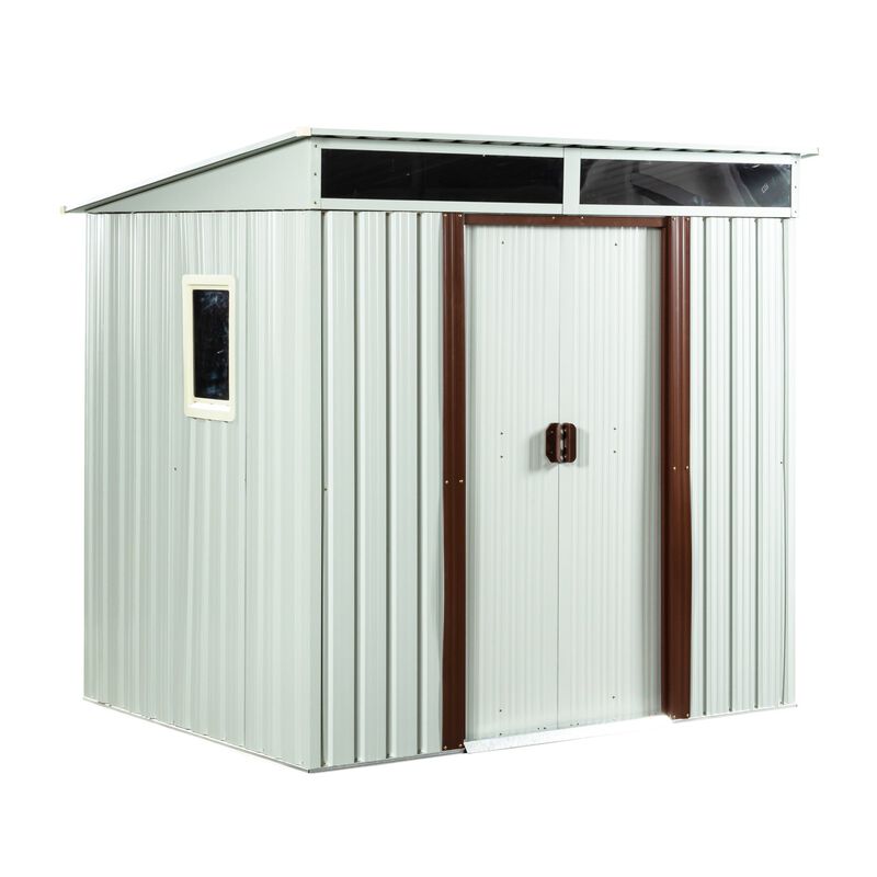 MONDAWE 6ft x 5ft Outdoor Metal Storage Shed With Window Transparent Plate