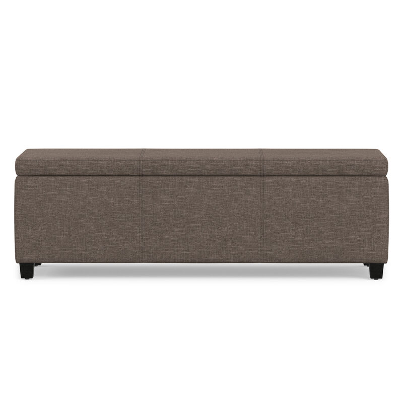 Avalon 48 inch Wide Contemporary Rectangle Storage Ottoman Bench in Fawn Brown Linen Look Fabric, Assembled image number 5